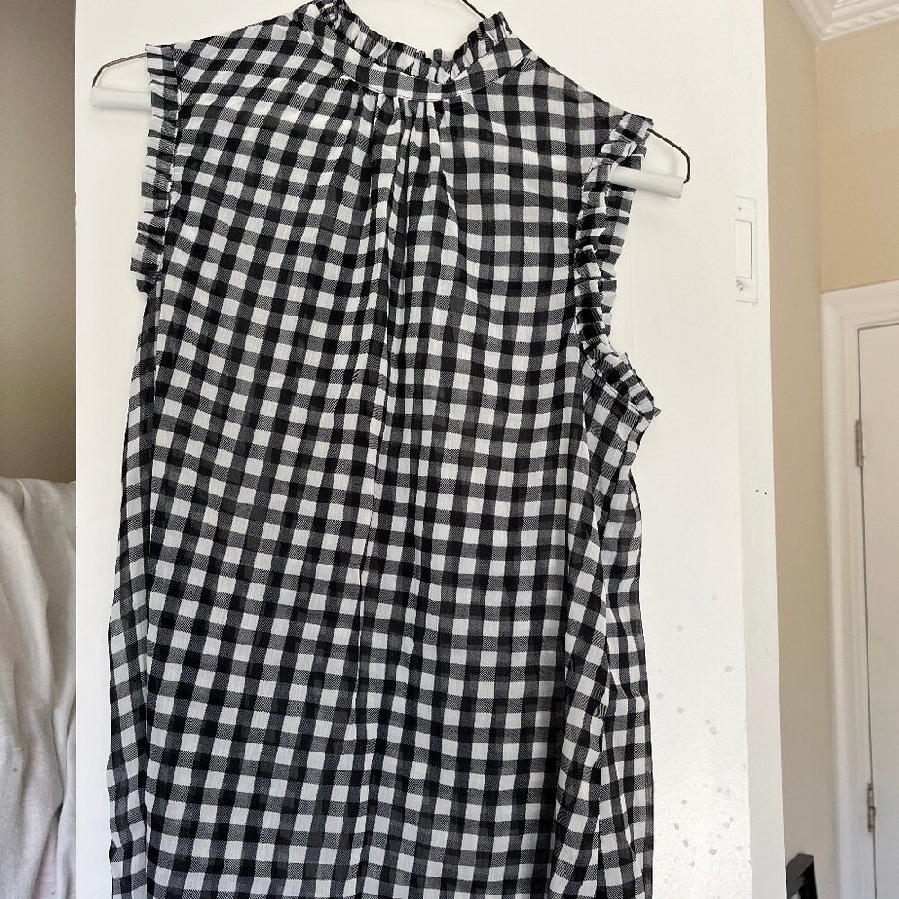 Gingham Sleeveless Blouse Who What Wear Sz XS NWOT